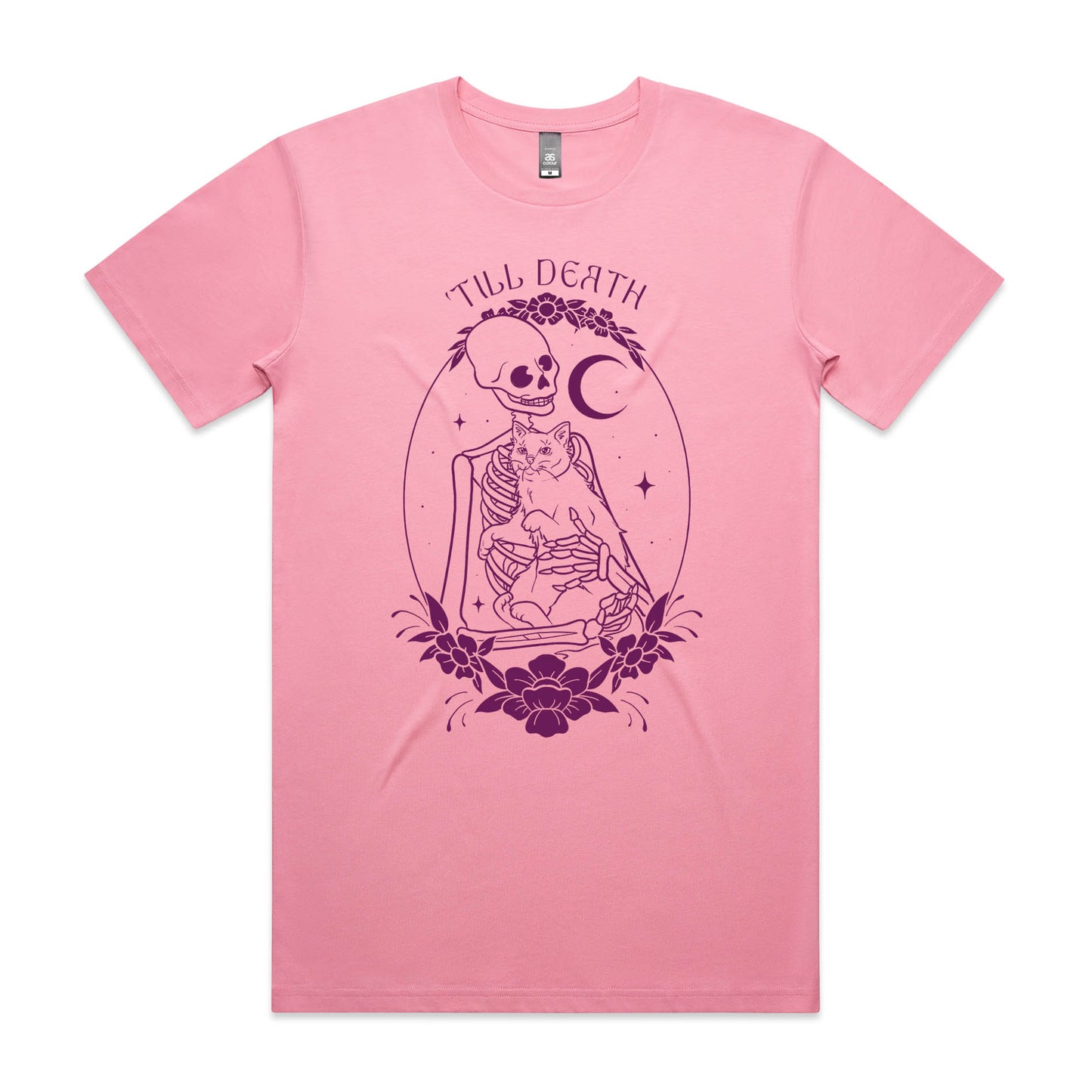 'Till Death – Gothic Skeleton & Cat Graphic Tee