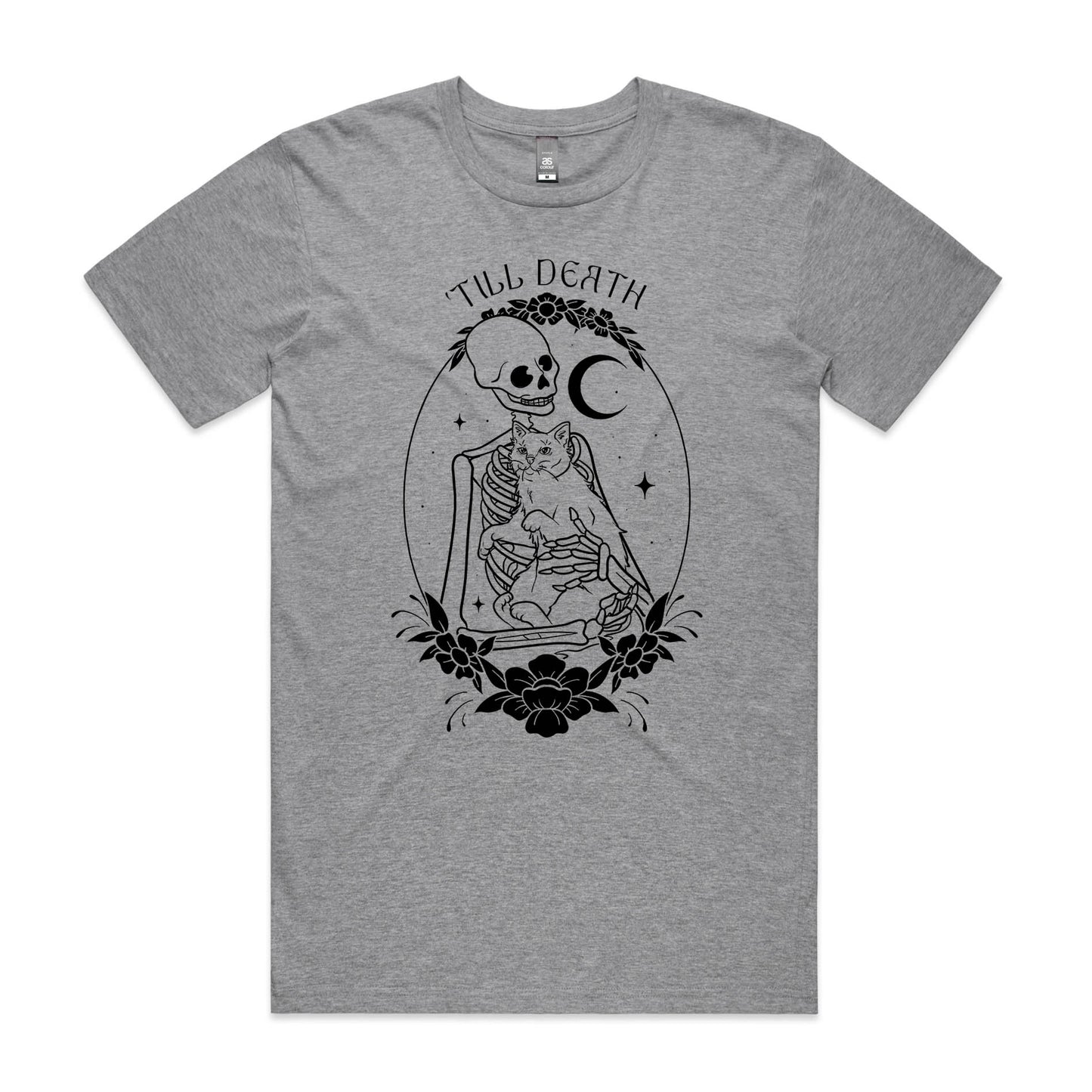 'Till Death – Gothic Skeleton & Cat Graphic Tee