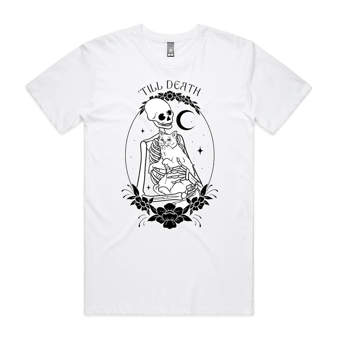 'Till Death – Gothic Skeleton & Cat Graphic Tee