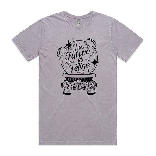 The Future is Feline – Witchy Cat Graphic Tee (Stone-Washed)